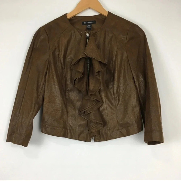 INC International Concepts Ruffle Zip Up Jacket - Picture 1 of 5